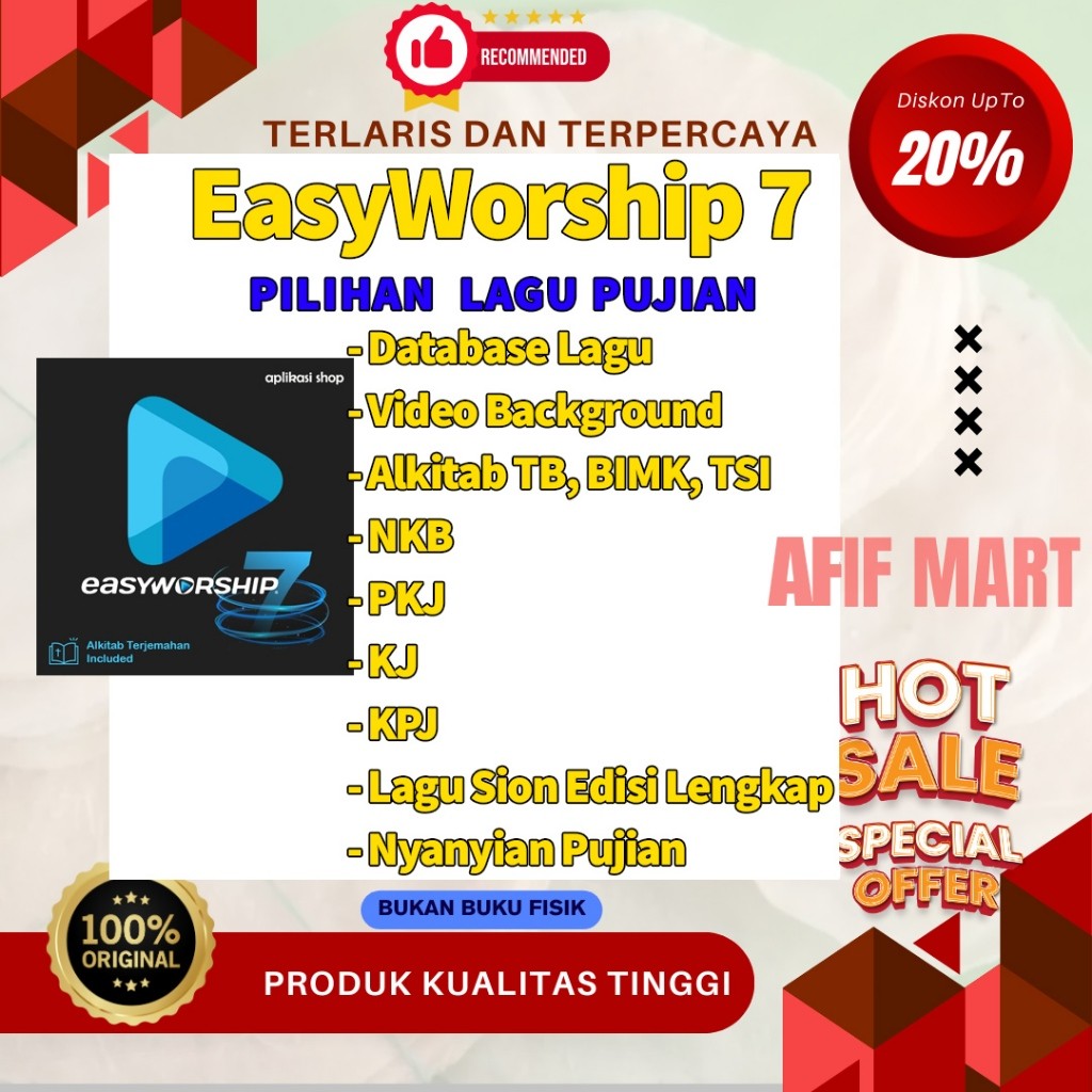 EASY WORSHIP 7 (TERBARU) + Database Lagu + Video Background + Alkitab Aplikasi Gereja EasyWorship