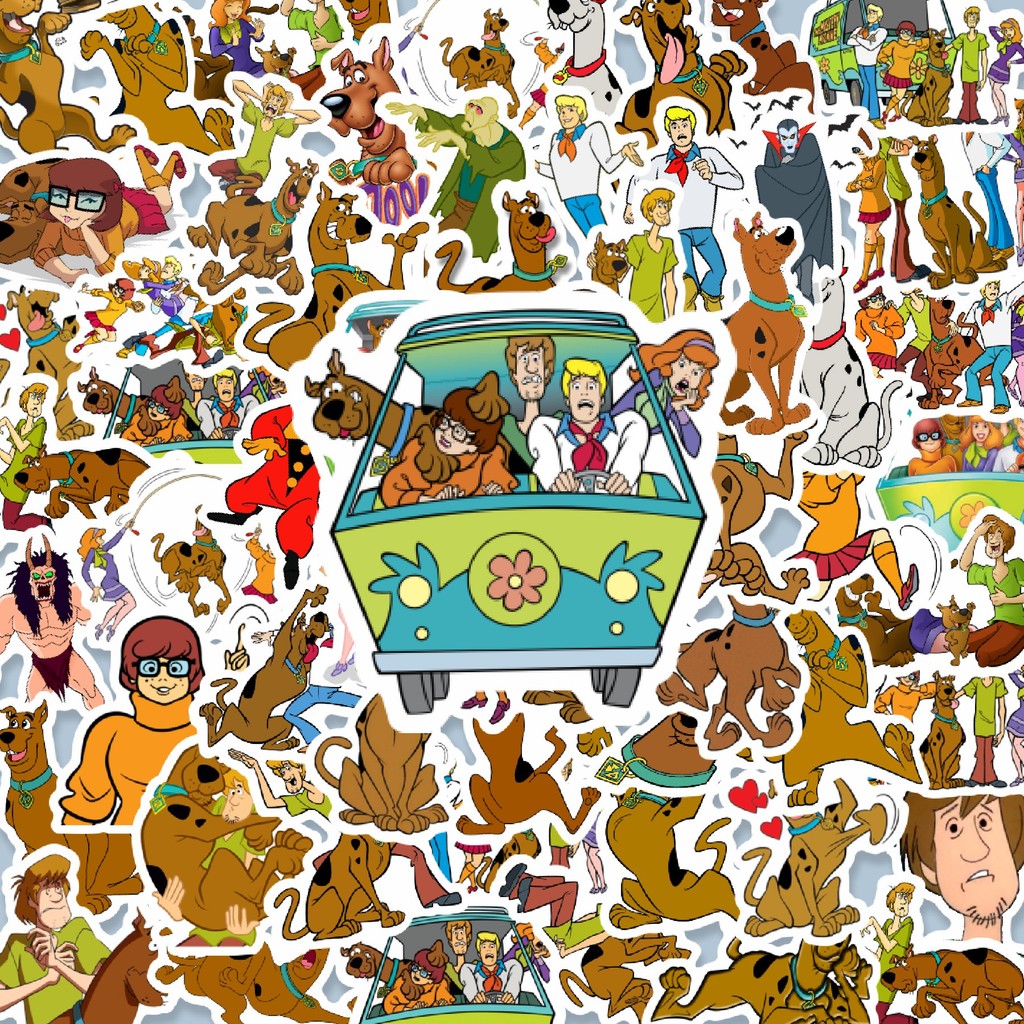 

100PCS Lucu Kartun Scooby Doo Stiker Aesthetic Stiker Anti Air Stikers Berperekat Waterproof sticker decal buat Motor Helm Buku Journal Koper Casing HP Laptop Botol Minum Hadiah anak