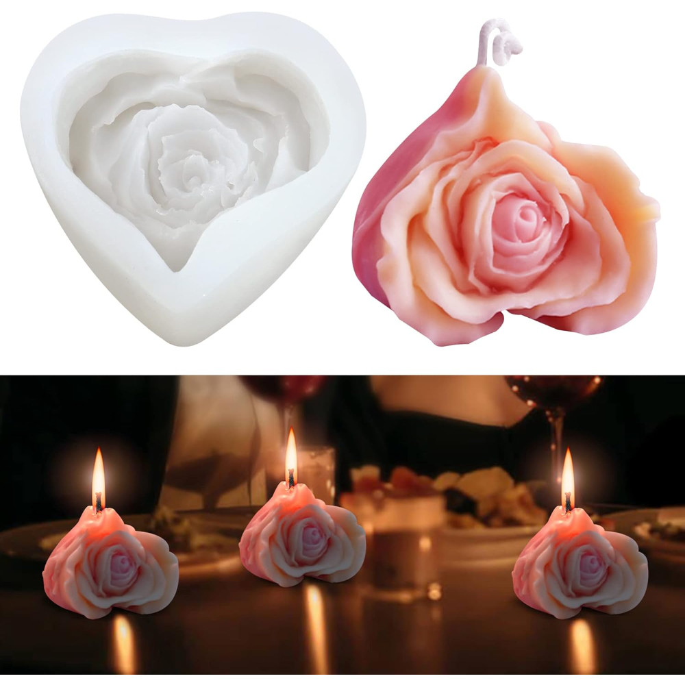 

Rose Heart Candle Silicone Mold DIY Flowers Shaped Candle Making Soap Resin Chocolate Mold Craft Valentine's Gift for Girlfriend