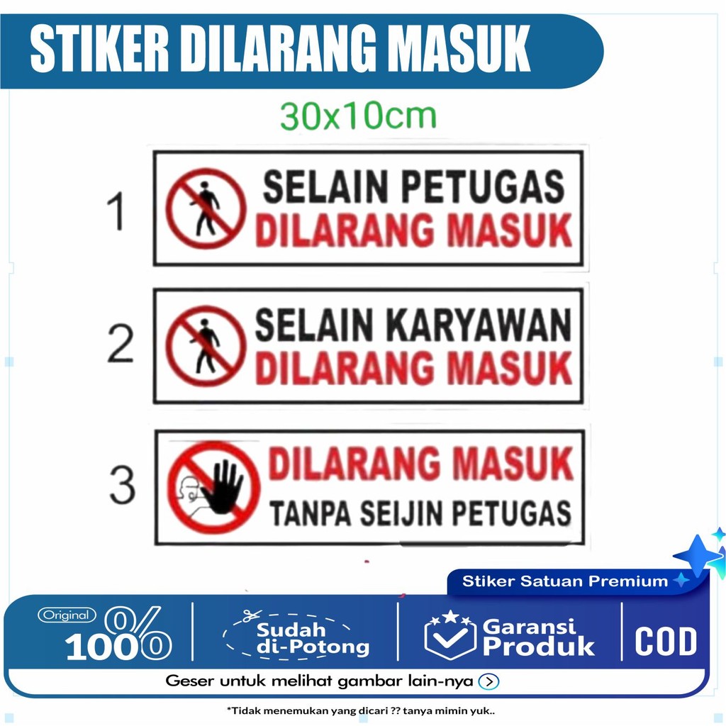 

Stiker Label sign Safety DILARANG MASUK selain karyawan / selain petugas