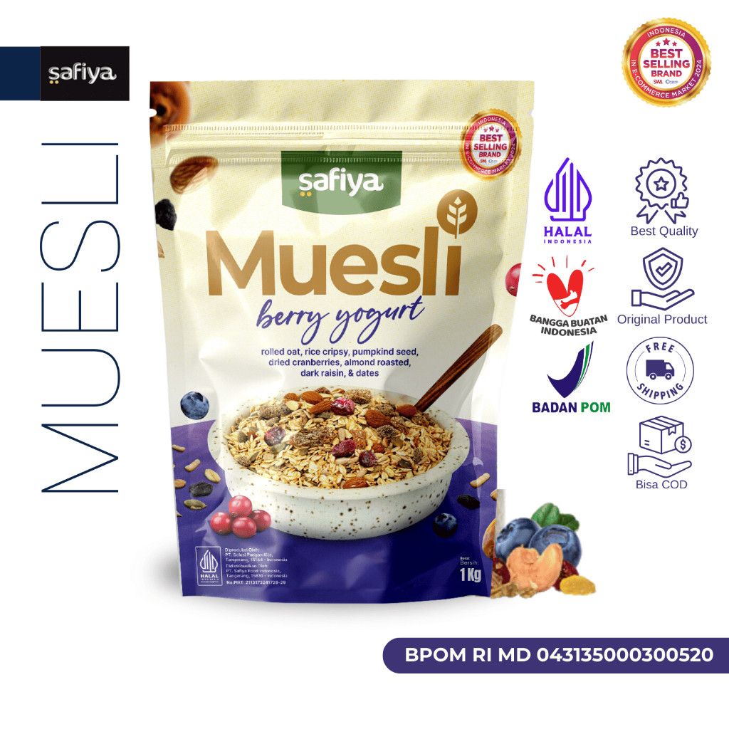 

Safiya Muesli Berry Yogurt 1 Kg Sereal Diet Sehat
