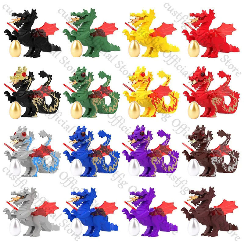 Mainan Anak Laki Laki  Figur Ksatria Pertempuran Naga Kastil Abad Pertengahan Blok Bangunan Tentara 