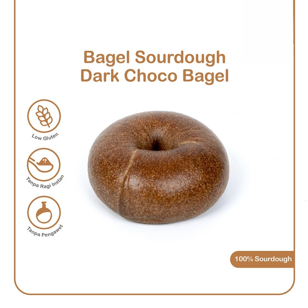 

Organik - Dark Chocolate Sourdough Bagel - Fermentasi Alami 24 Jam, Cokelat Kaya Rasa 100 gram