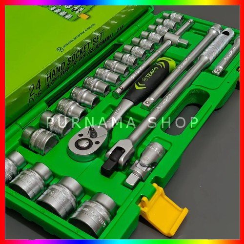 Tekiro Kunci Sok 24 Pcs Set 8 - 32 Mm Box Plastik - 6Pt  Kunci Lengkap Full SetCO