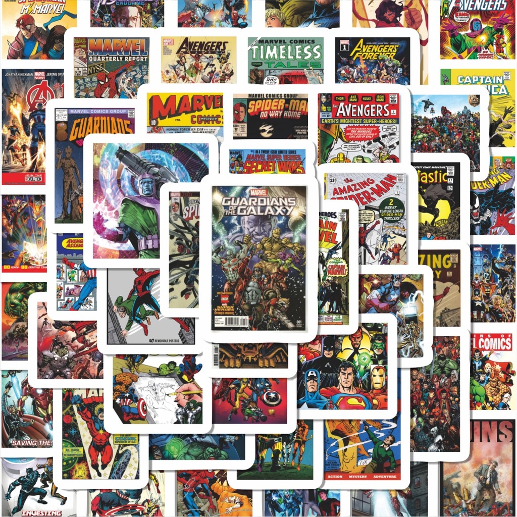 

100PCS Lucu Stiker Komik Superhero Stiker Aesthetic Stiker Anti Air Stikers Berperekat Waterproof sticker decal buat Motor Helm Buku Journal Koper Casing HP Laptop Botol Minum Hadiah anak