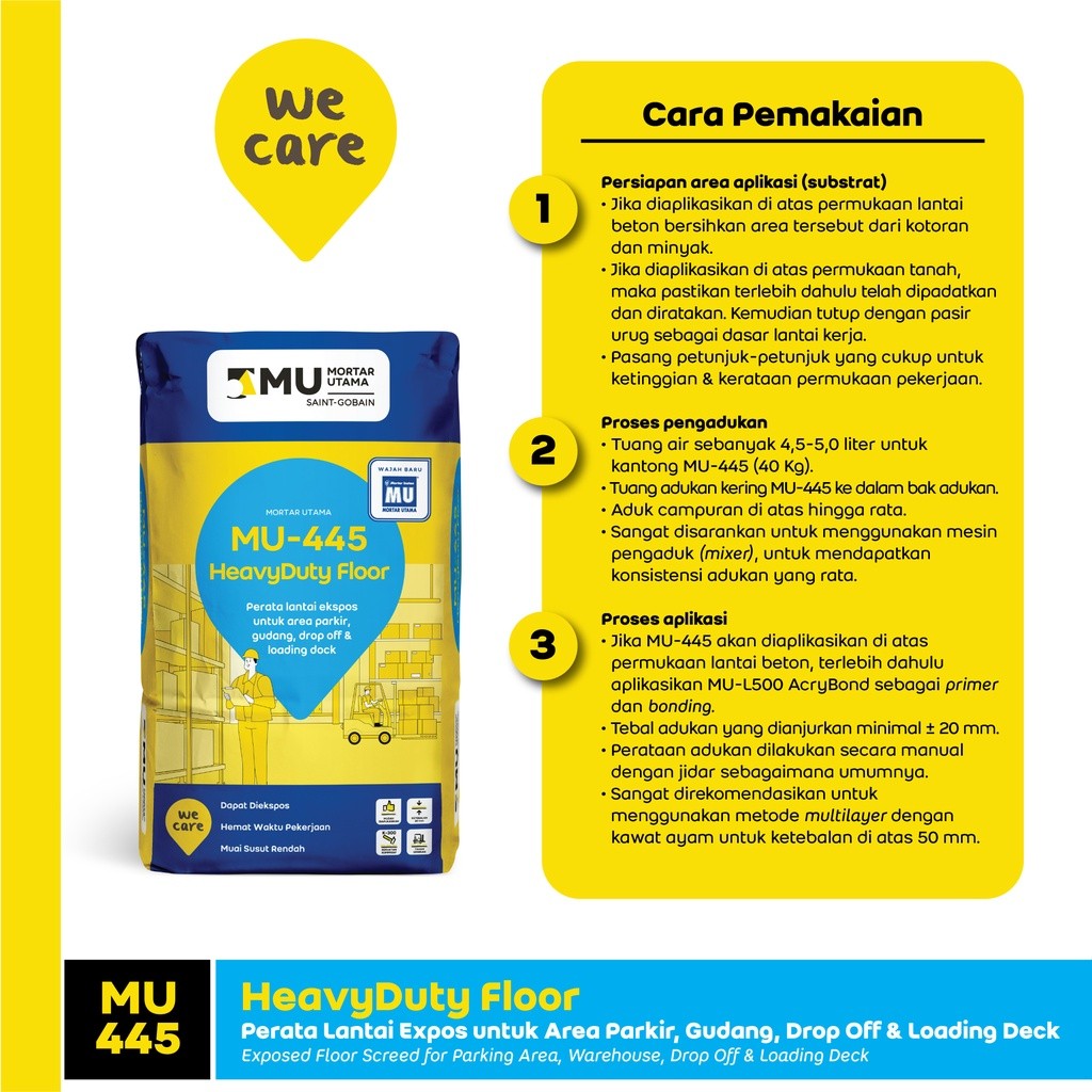 TERBAIK MORTAR UTAMA MU-445 HEAVY DUTY PERATA LANTAI EXPOSE 40KG