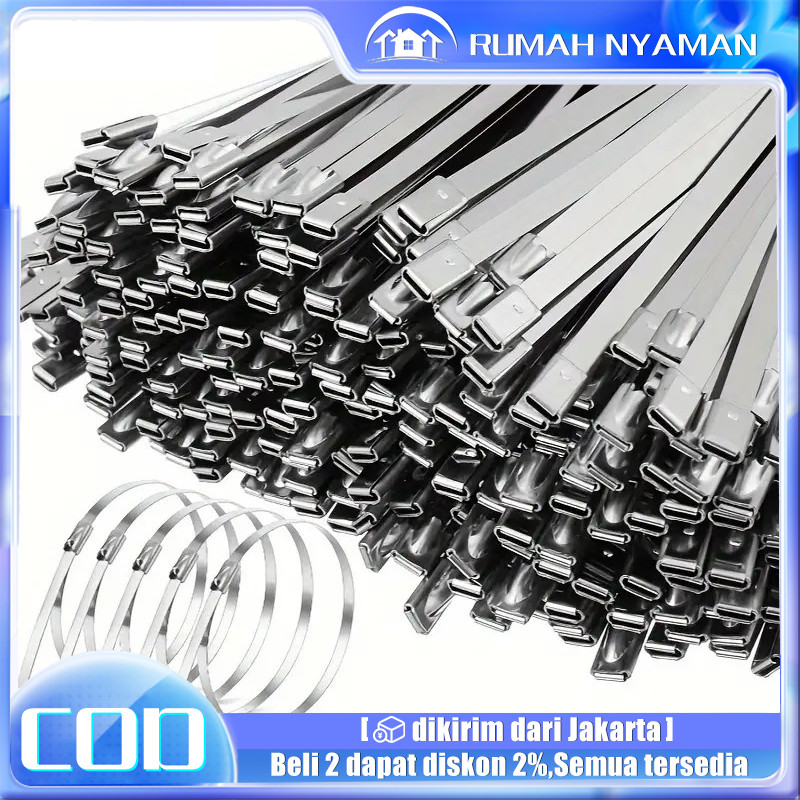 

100pcs Kabel Ties Stainless Steel Multifunctional 4.6 x 200mm 100 PCS CABLE TIES BESI TALI 304/Kabel Ties Stainless Tali Besi Anti Karat 304