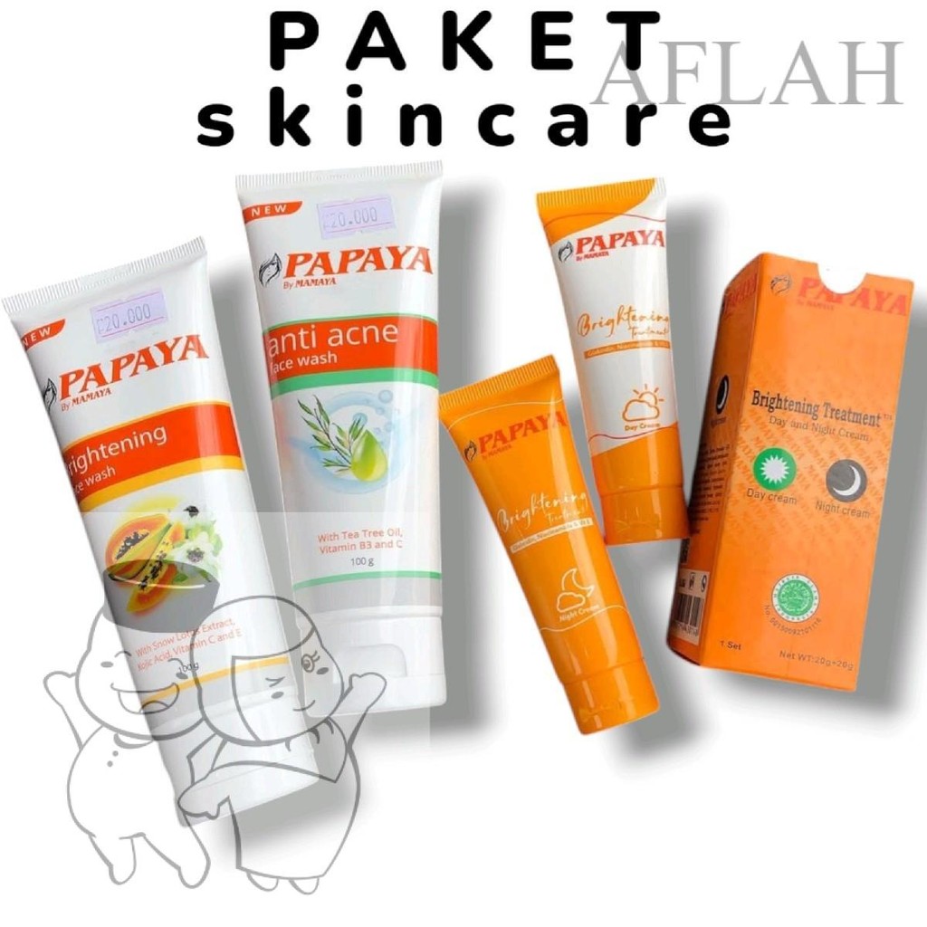 Mamaya Sabun Papaya - Papaya Face Wash - Papaya Cream Siang Malam - Sabun Facial Mencerahkan Wajah P