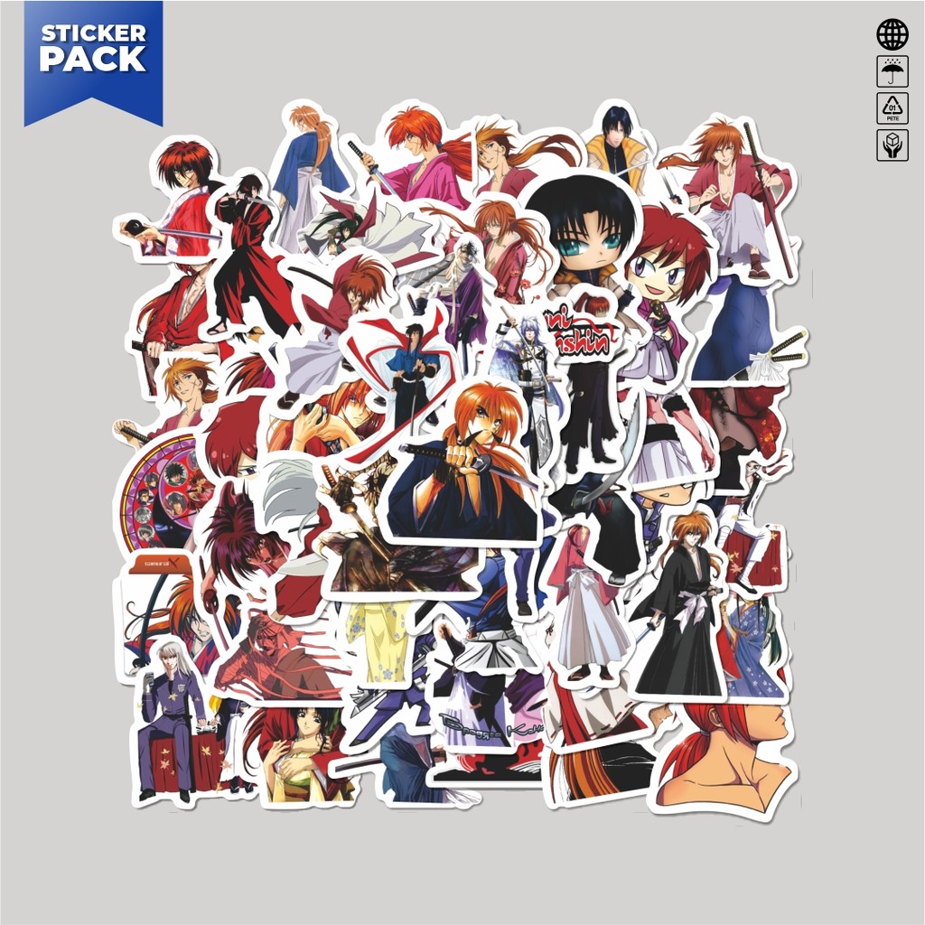 

[100PCS]Stiker Pack Stiker Anime Rurouni Kenshin Sticker Aesthetic Vinyl Anti Air Dekorasi Sticker Laptop Buku Journal Koper Helm Casing HP Gitar Helm Skateboard