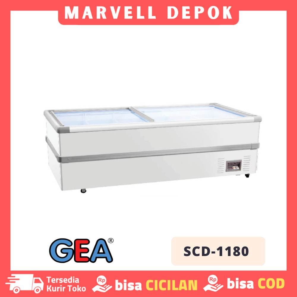 ISLAND FREEZER GEA SCD 1180 SLIDING GLASS FLAT 2 KOMPRESOR GARANSI RESMI