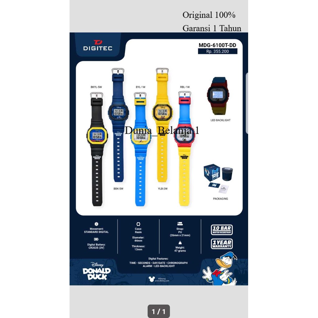 Original 100% Jam Tangan Anak Digitec MDG-6100T 6100 Donald Duck Special Edition DISNEY