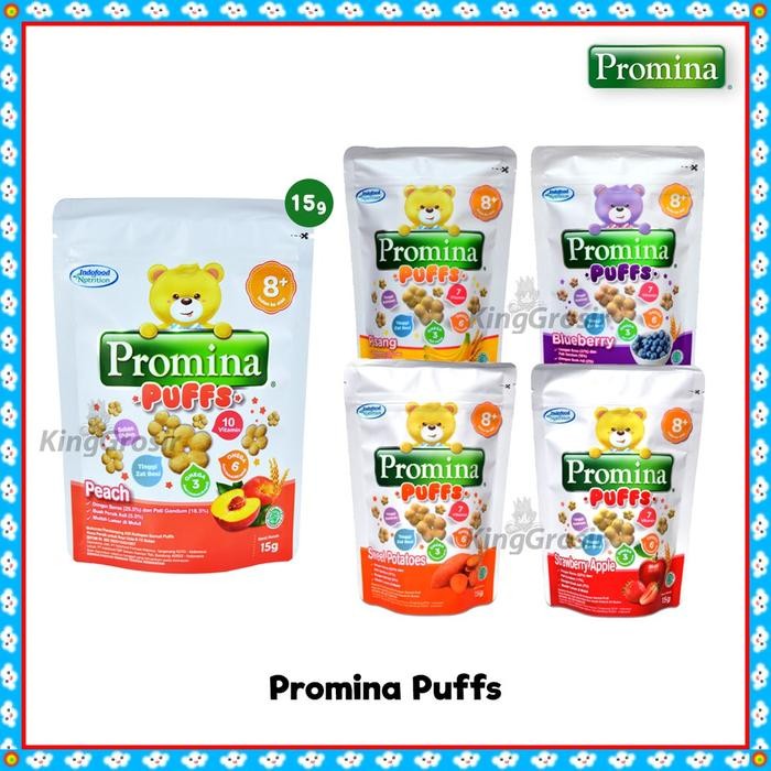 

Promina Puffs Cemilan Bayi 15 gr / Snack Bayi Usia 8+ - Blueberry