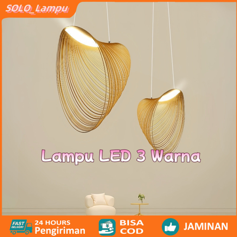Lampu Plafon Minimalis Lampu Gantung Ruang Tamu Aesthetic Strip Kayu Kreatif Lampu Lampu Gantung Rua