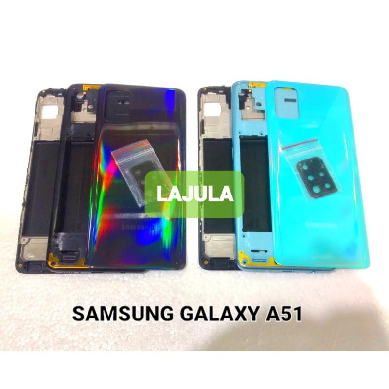 KESING HOUSING CASING FULL SET SAMSUNG GALAXY A51 FRAME + BEZEL + BACKDOOR ORIGINAL