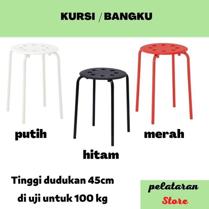 Kursi Bangku Cafe Kafe Bakso Teras Besi Bulat - Putih