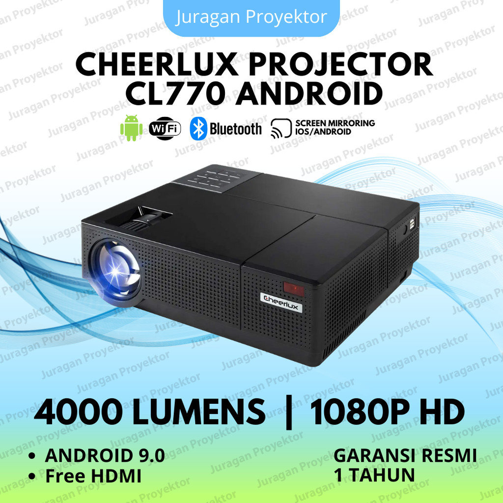 Proyektor Cheerlux CL770 Android Wifi 4000 Lumens Proyektor Presentasi Cheerlux CL770 Android Full
