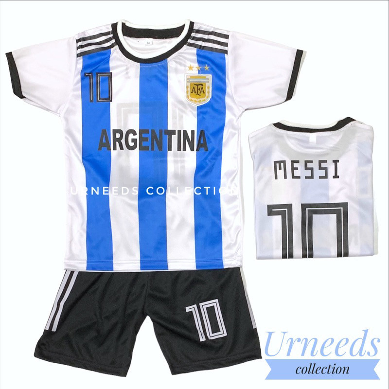 Cod / Setelan Baju Bola Anak Terbaru 2025 Timnas Argentina Putih Messi / Jersey Futsal