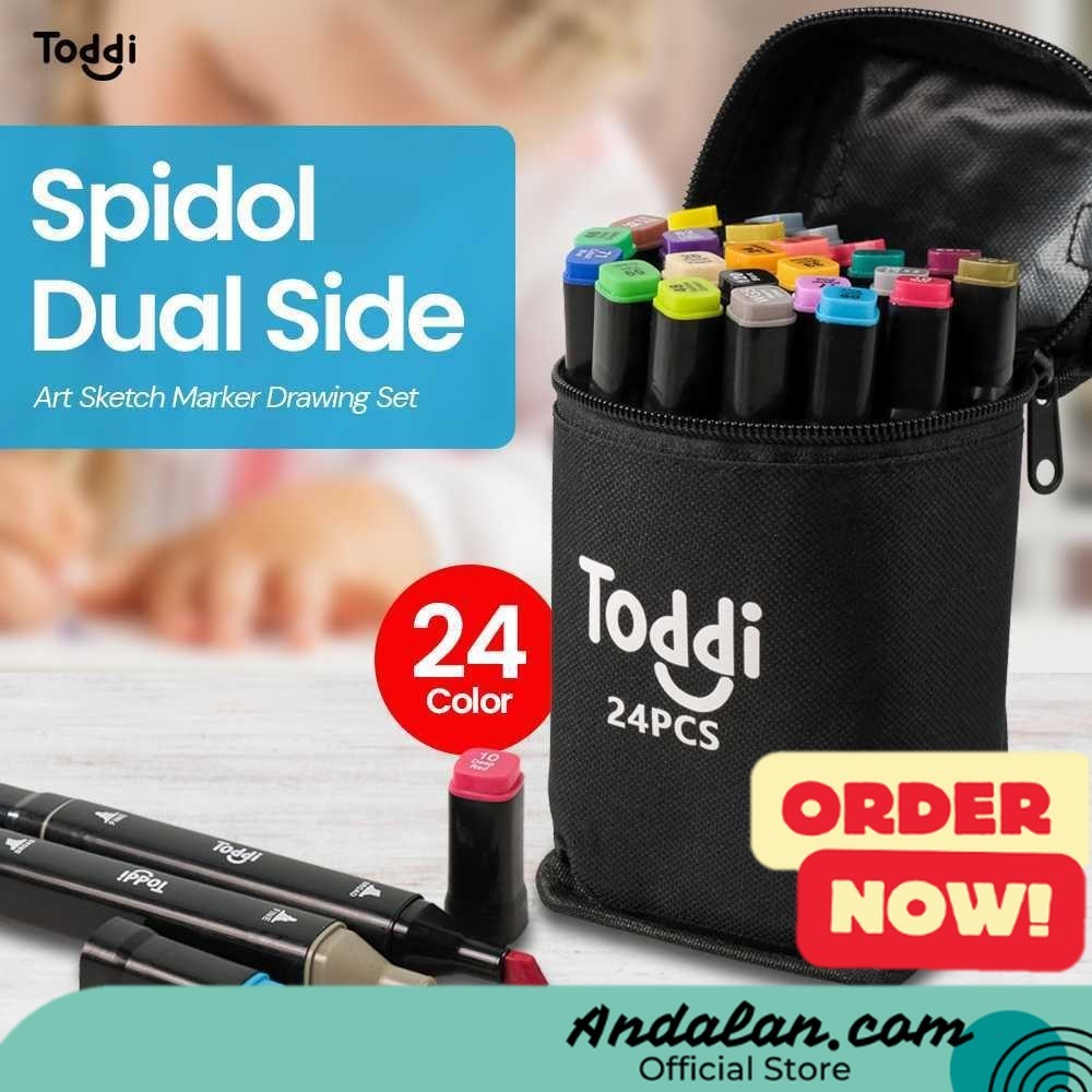 

Toddi Spidol Dual Side Fine Art Marker Brush Double Tip 1.0mm 6.0mm - CY-006