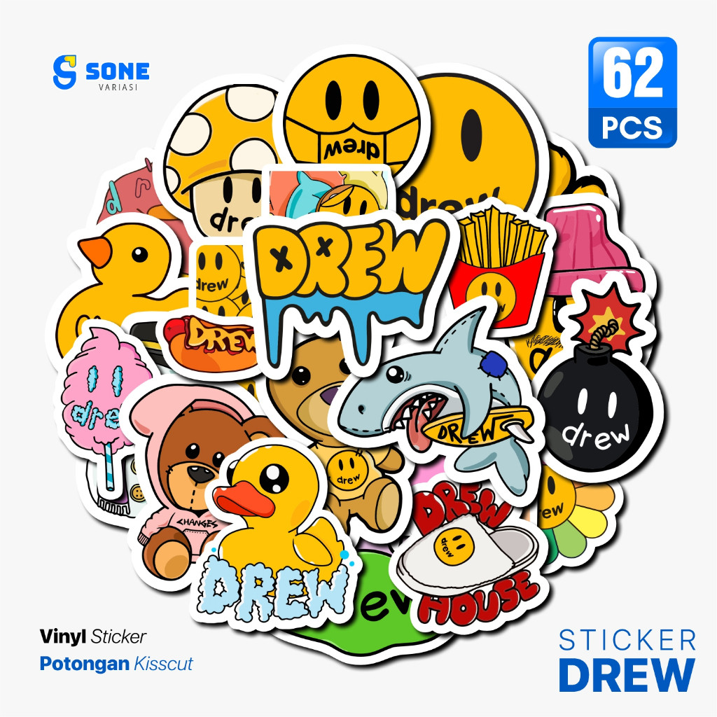 

Stiker Drew / Vinyl Waterproof Anti Air / Sticker Logo Hypebeast Graffiti Aesthetic Helm Buku Journal Koper Motor Casing HP Laptop Tumbler Botol Minum Sepeda IPad Tablet Polaroid Kulkas