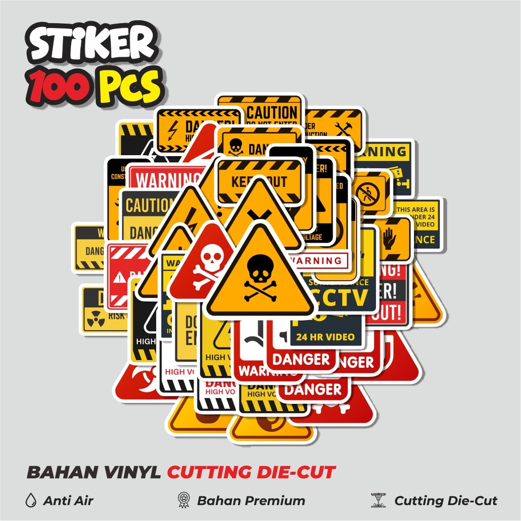 

Terbaru! 50 pcs Stiker Warning Icons [Ikon Peringatan] Dekorasi Lucu Kreatif untuk Notebook, Skateboard, HP