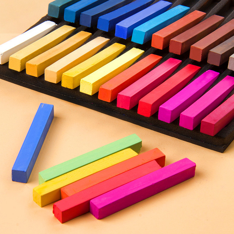 

12/24/36/48 Colors Soft Pastel Set Square Pastels Chalks Artist Pastel Set Chalk Color Crayon Brush Stationery For Students