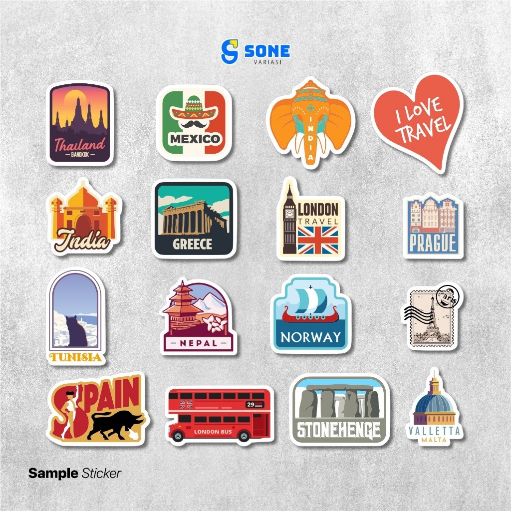

Sticker Pack Travel Vintage Paper Vinyl Waterproof untuk Koper Laptop Tumbler Jurnal Buku Helm