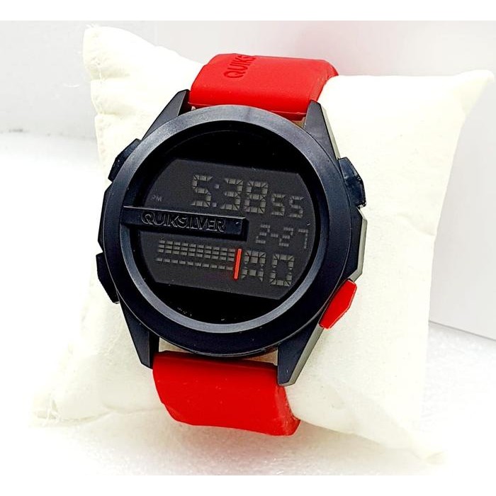 Quiksilver Drone Jam Tangan Sport Pria Tali Rubber/Karet - Merah