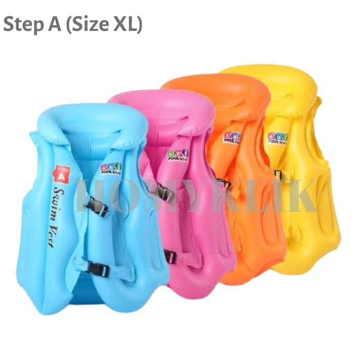 Rompi Pelampung Renang Anak Usia 3 - 10 Tahun Swimvest Ukuran S, M, L, XL - Ukuran A (XL), Kuning