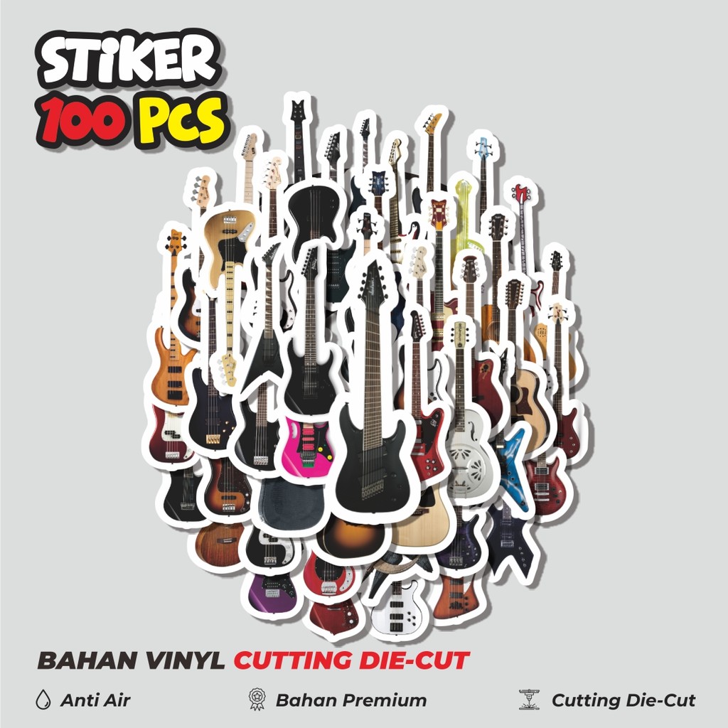 

Terbaru! 50 pcs Stiker Gitar Elektrik Dekorasi Lucu Kreatif untuk Notebook, Skateboard, HP