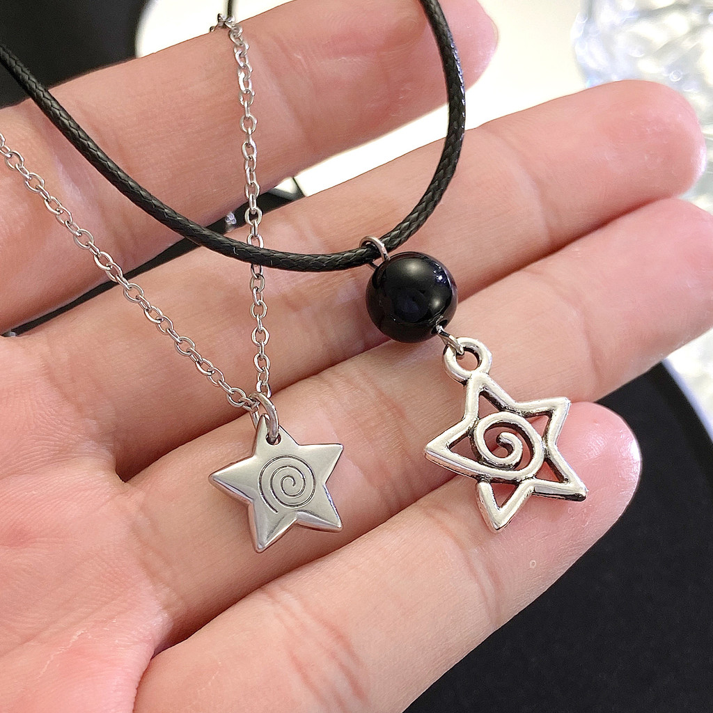 Kalung, Aksesoris Kalung Pentagram Keren Manis dalam Aksesori Rantai Tulang Selangka Spiral Rumbai B