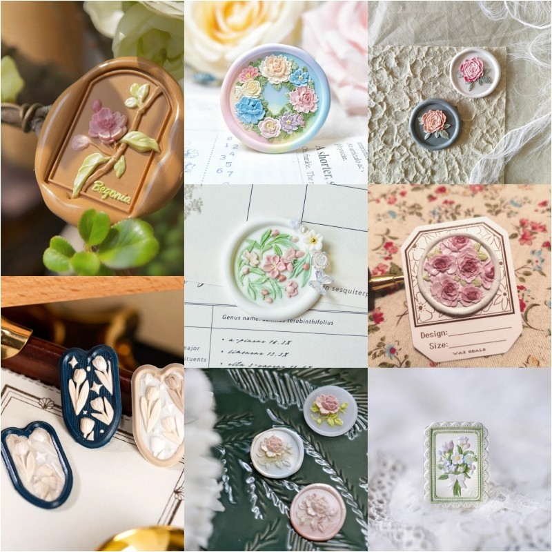 

Bouquet series lacquer seal rose birchapple flower seal head multi-layer fine carved tulip relief cute DIY copperhead stamp toy
