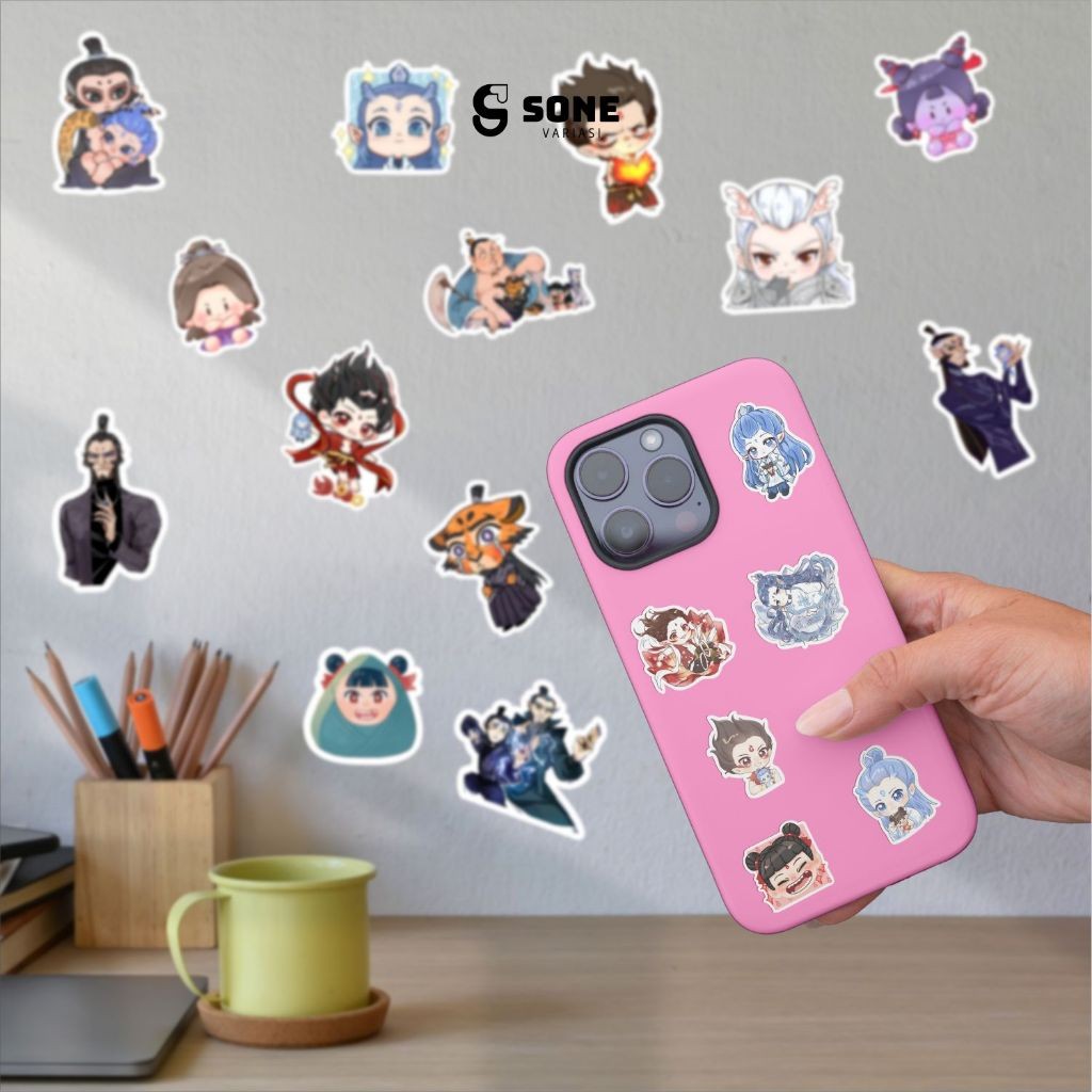 

Sticker Pack NE ZHA The Movie / Stiker Kartun Animasi Paper Vinyl Deco Buku Jurnal Tumbler Laptop Aesthetic