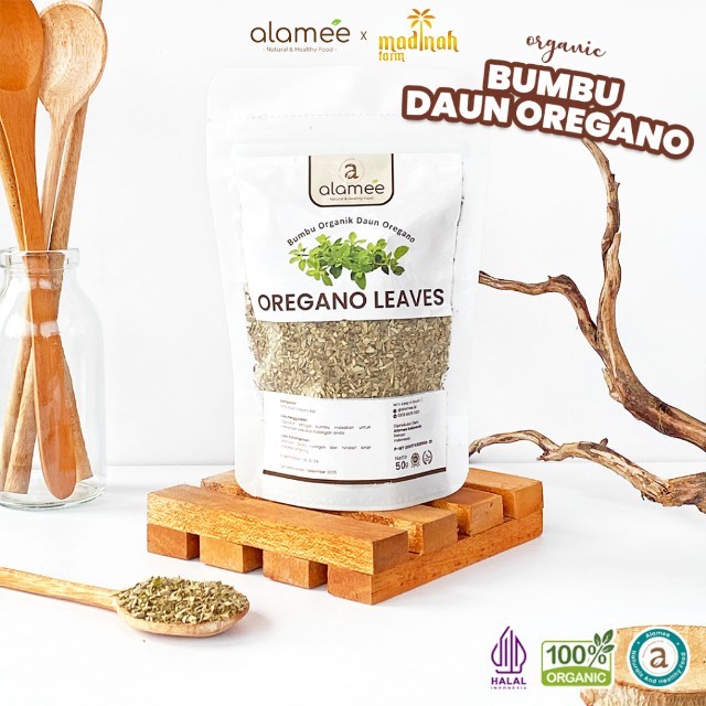 

ALAMEE Oregano Kering Dried Leaves Flakes Garnish Murni Asli Tanpa Campuran Bumbu Dapur Organik 50g madinah