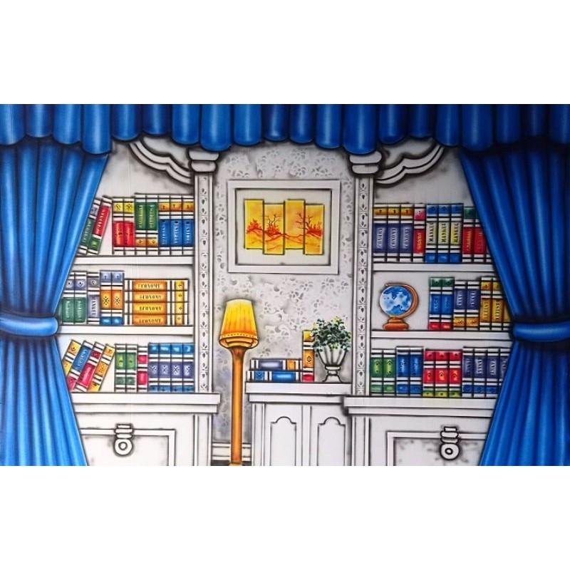 Background Backdrop Wisuda Rak Buku Kain Muslin 3x2,5mCO