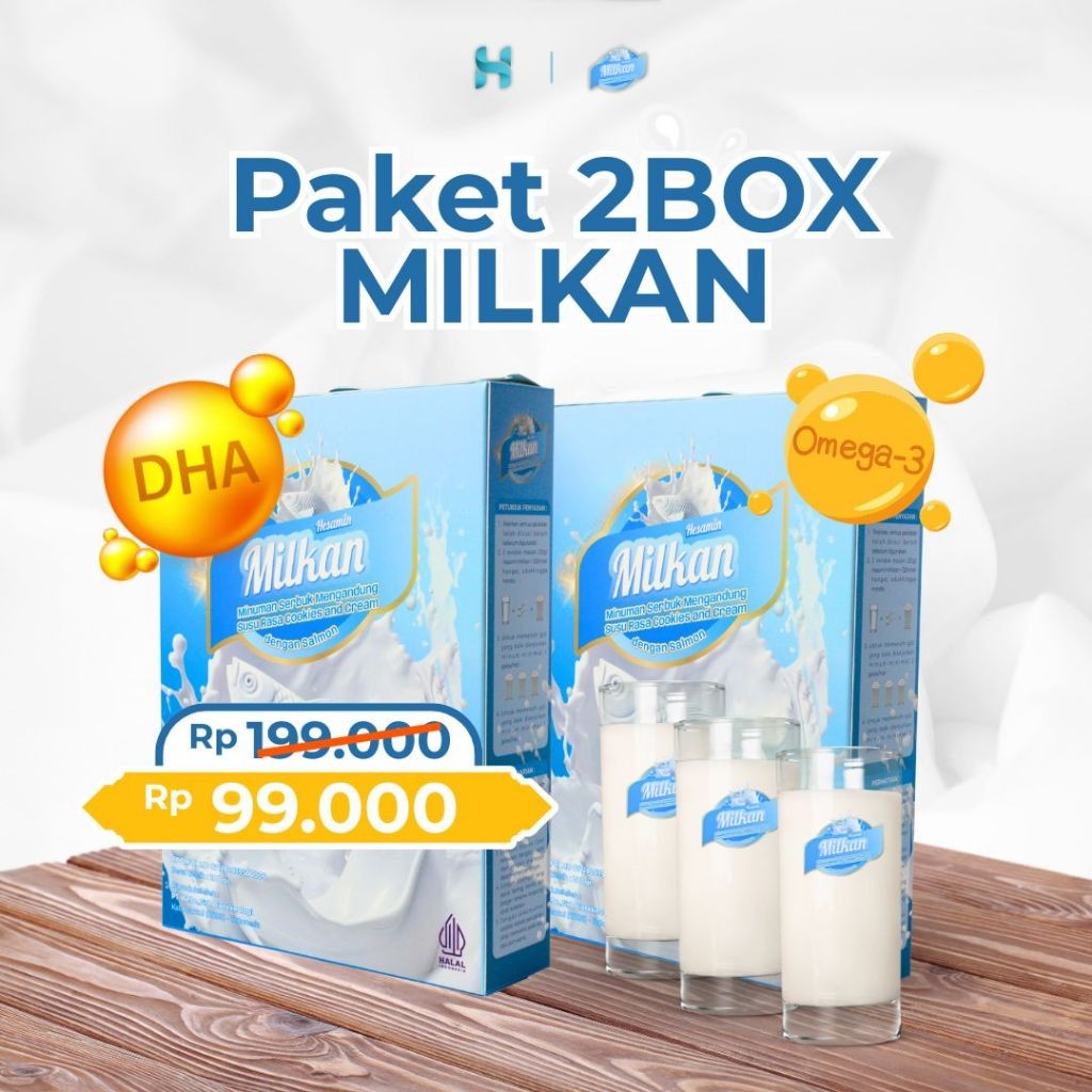 

[ Bundling 2 Box ] Milkan Susu Ikan Salmon | Booster Otak & Tumbuh Kembang Anak | Tulang Sehat