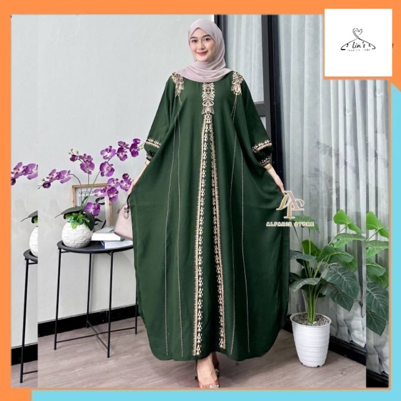 Atasan Wanita Murah Kaftan Motif ARA Ld 180 cm Kaftan Panjang Muslim Wanita Nyaman