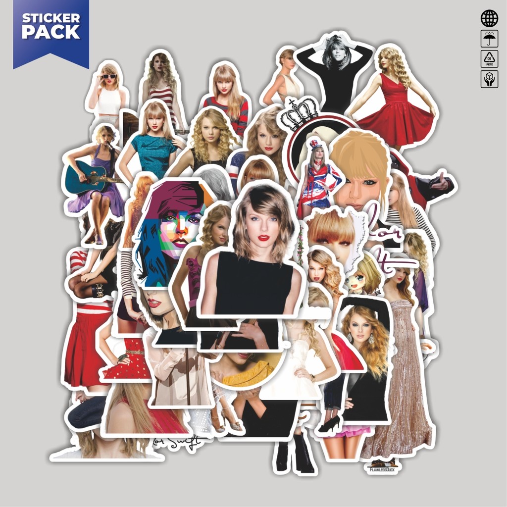 

[100PCS]Stiker Pack Stiker Taylor Swift Aesthetic Vinyl Anti Air Dekorasi Sticker Laptop Buku Journal Koper Helm Casing HP Gitar Helm Skateboard