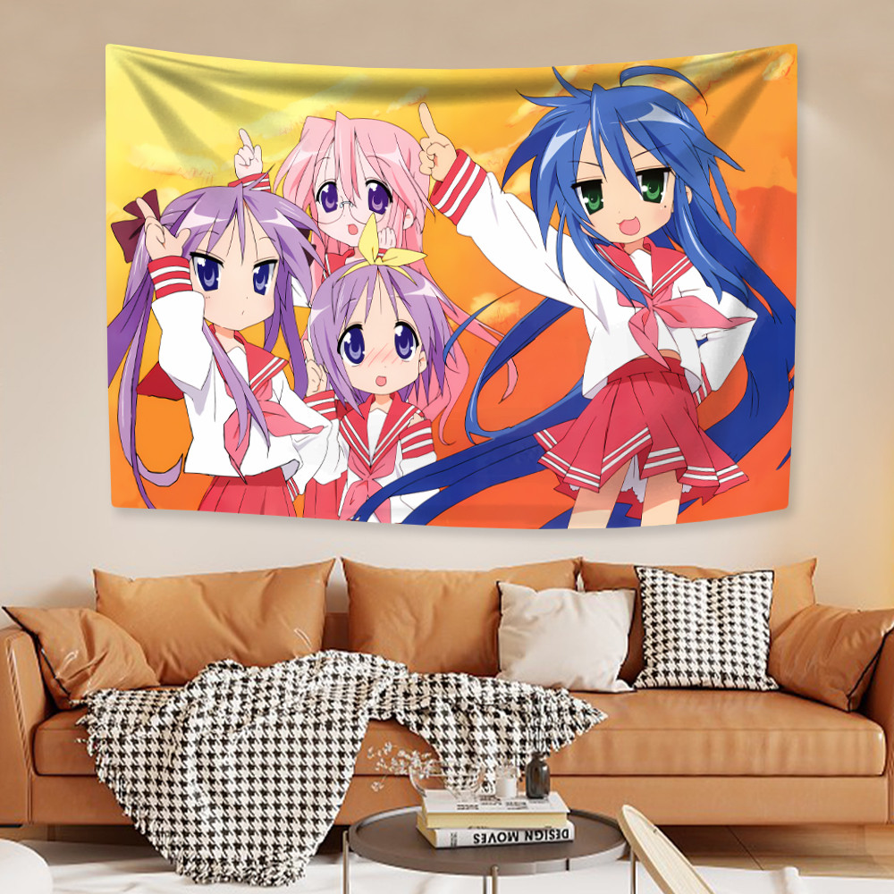Kawaii Anime Tapestries Lucky Star Izumi Konata Japanese Home Decor Wall Hanging Carpets Bedroom Bac