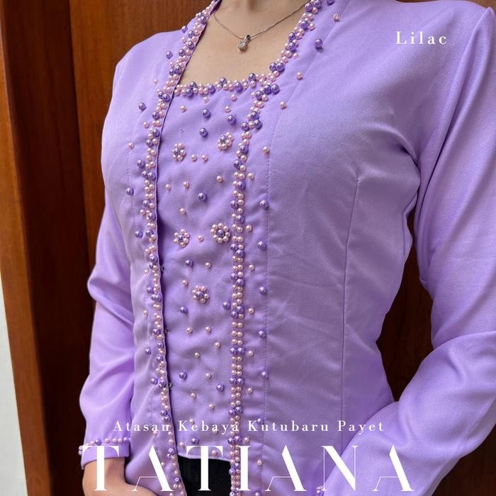 

Atasan Kebaya Kutubaru Full Payet Mutiara Lengan Panjang Tatiana - lilac, M