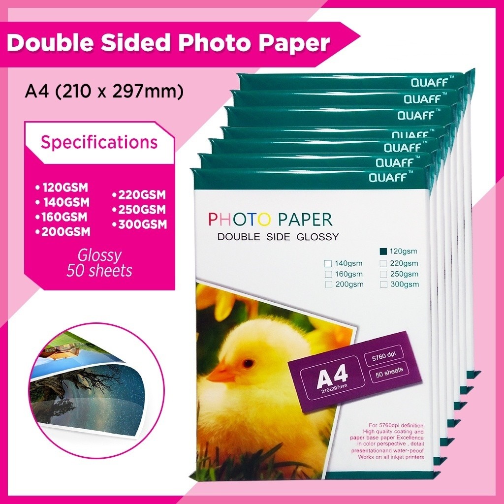 

Cetak Art Paper Art Paper Kertas Foto Glossy Dua Sisi Quaff Ukuran A4 120gsm - 300gsm Paket 50 Lembar Kertas Seni