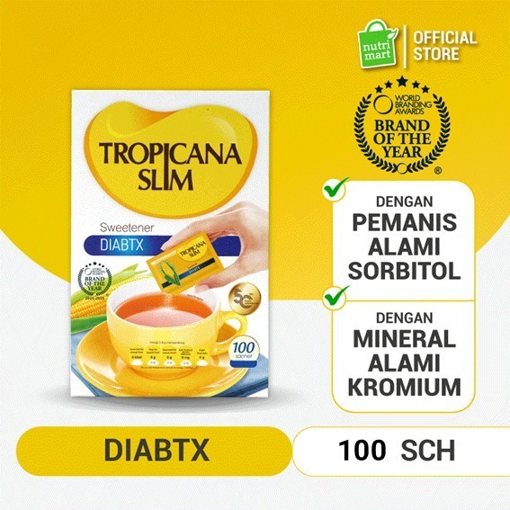 

Tropicana Slim Sweetener DIABTX 100 Sachet - Pemanis untuk Diabetesi