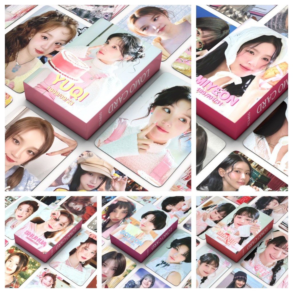 

55 pcs in stock YUQI MIYEON MINNIE SOYEON SHUHUA Fan Collection Card Photo card postcard lomo card