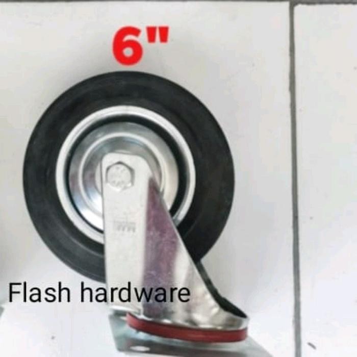 Roda karet / roda trolley / roda etalase lori HIDUP putar uk 6" inch - -, -