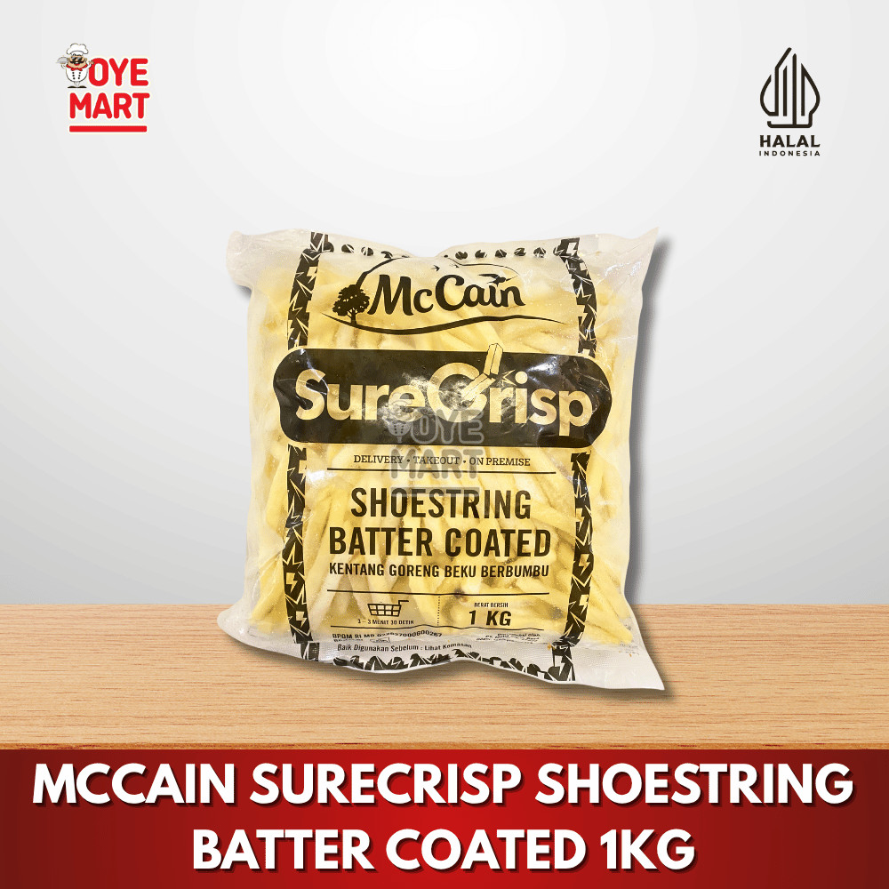 

MCCAIN SURECRISP SHOESTRING BATTER COATED 1KG/FRENCH FRIES KENTANG GORENG