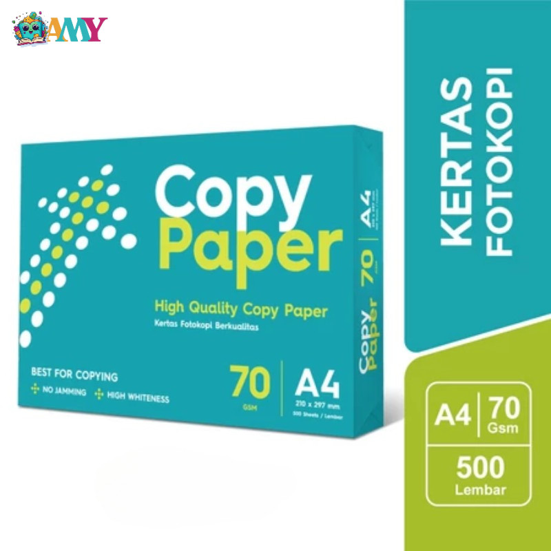 

KERTAS HVS COPY PAPER 70GR A4 / Copy Paper Kertas Fotocopy 70 GSM A4 1 RIM AMY STASIONARY