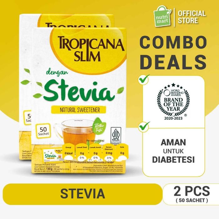 

Twin Pack: Tropicana Slim Stevia (50 Sch) - Pengganti Gula