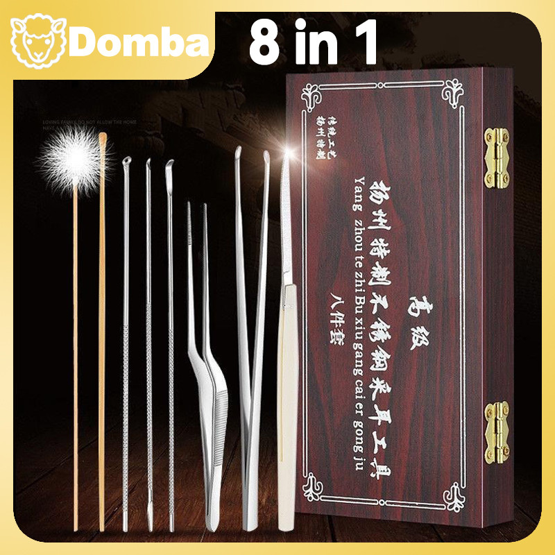 8pcs Set Pembersih Telinga Stainless - Alat Kuping Ear Wax Pick - Kit Higienis untuk Membersihkan Ko