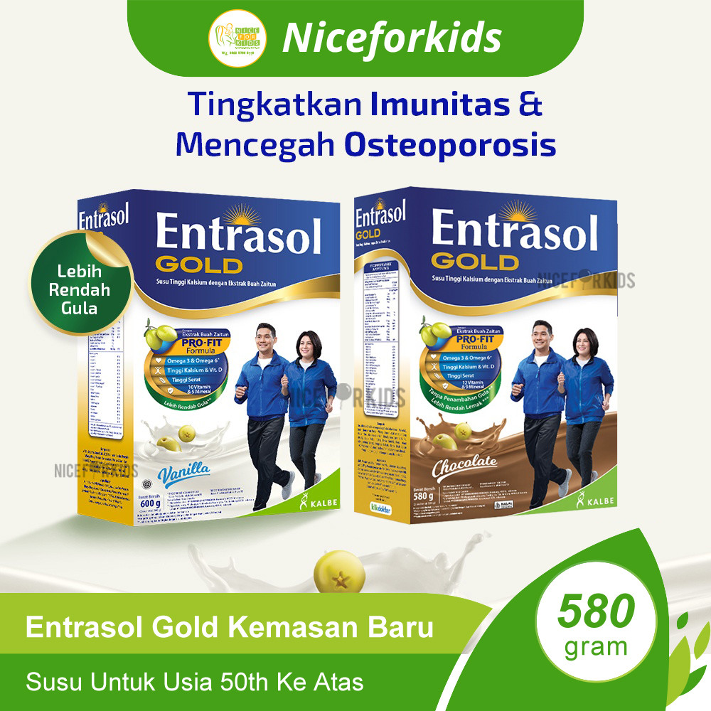 

Entrasol Gold Ukuran 560gr Susu Bubuk Tinggi Serat dan Kalsium Membantu Memelihara Kepadatan Tulang