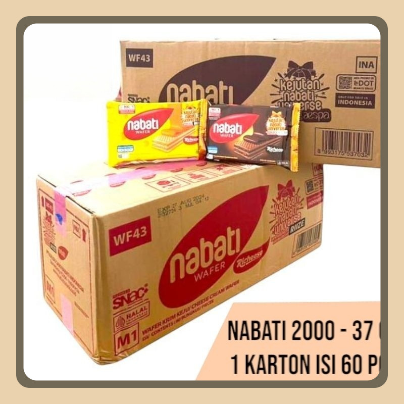 

1 Dus [60pcs] Nabati Wafer 2000-an Keju/Cokelat 37 Gr Grosir