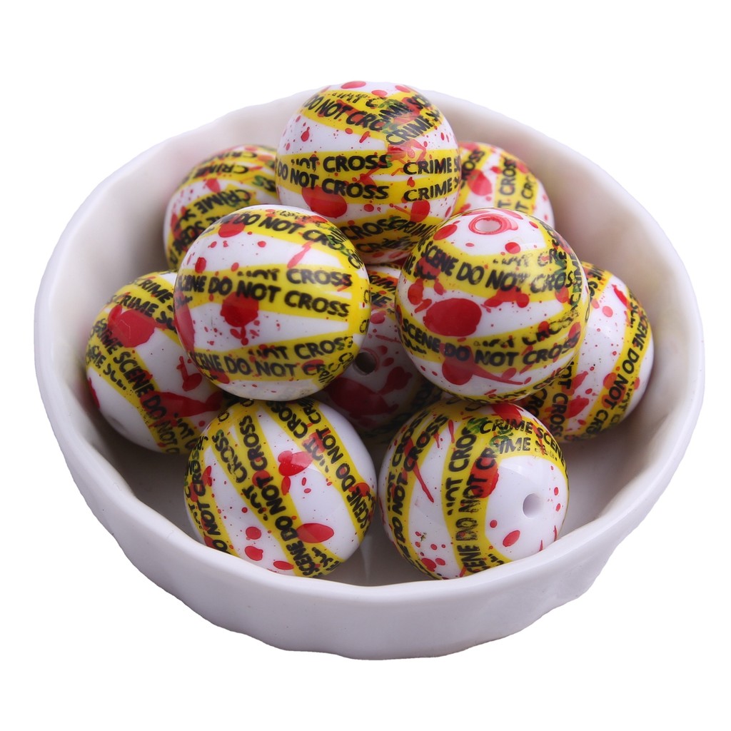 

Kwoi Vita New Custom Wholesales 20mm 100pcs Chunky Acrylic Solid Splash Print Beads For Pen Beadable